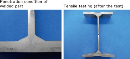 >Reference photographs of stainless steel welded profile tensile test